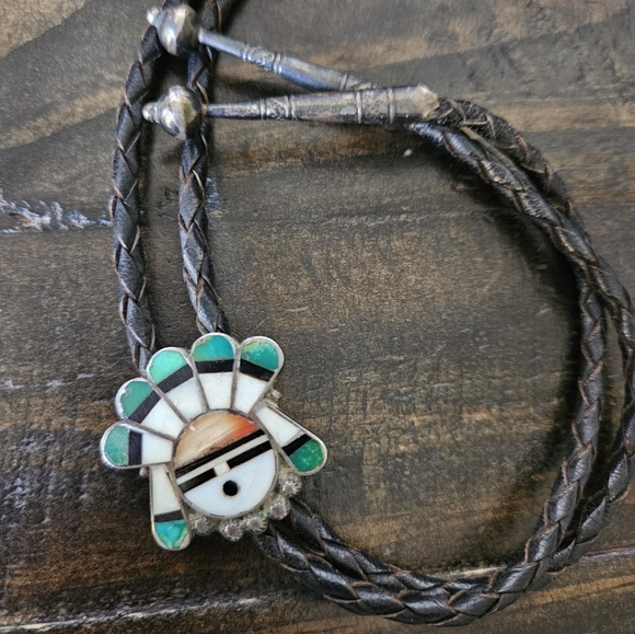 Zuni Sun God Sterling Silver Bolo Tie